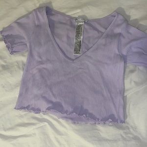 Zara purple short sleeve cropped ribbed shirt XS/S
